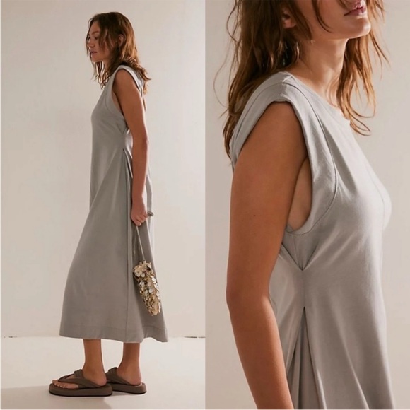 NWOT Free People Beach Simone Midi Dress Womens Medium Off White Cut Out Back - Picture 2 of 14